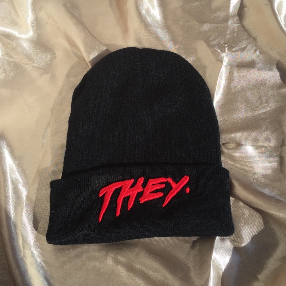 SOLD ❤️🖤“THEY.” Grunge Black Beanie